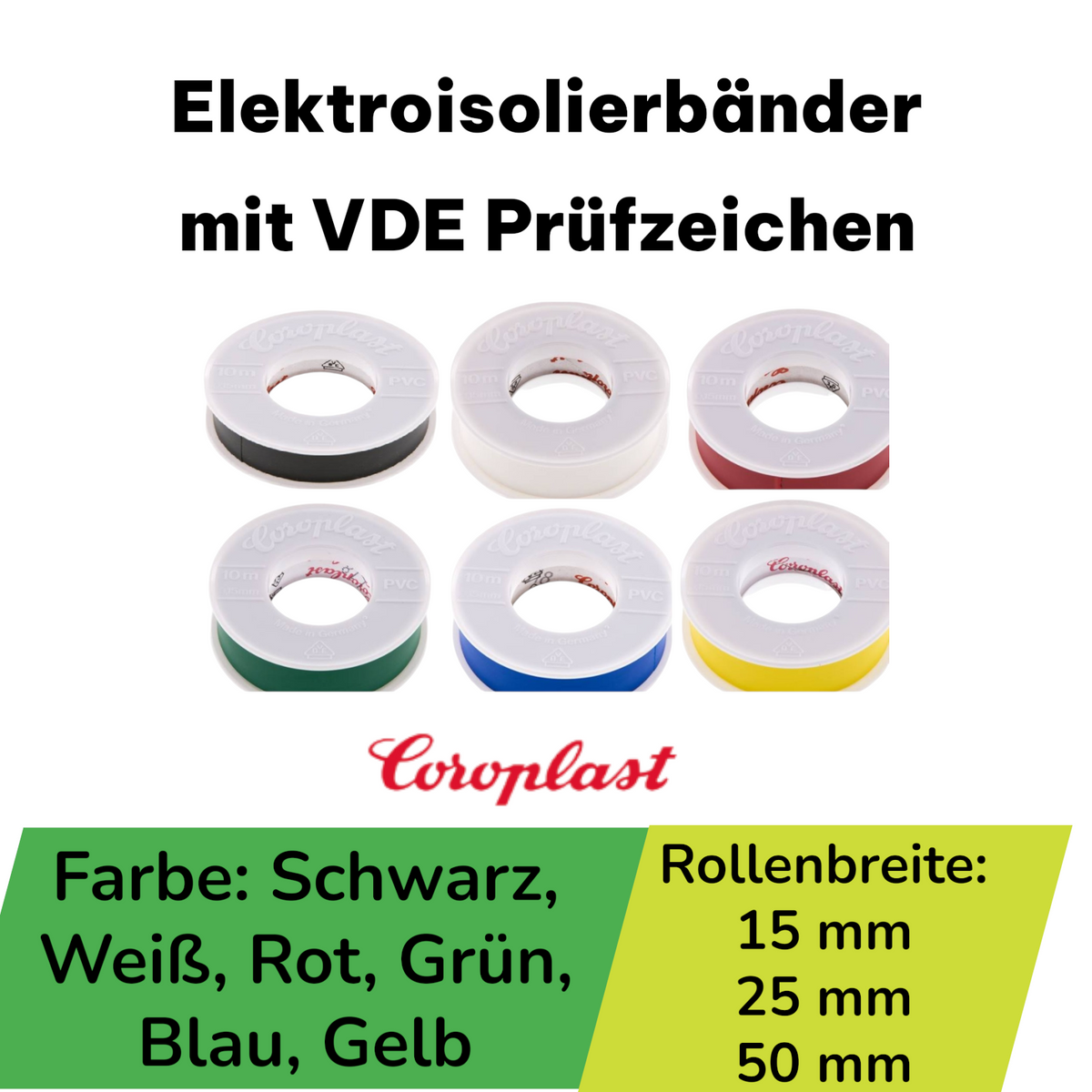 Coroplast Elektro Isolierband 50m x 25mm blau